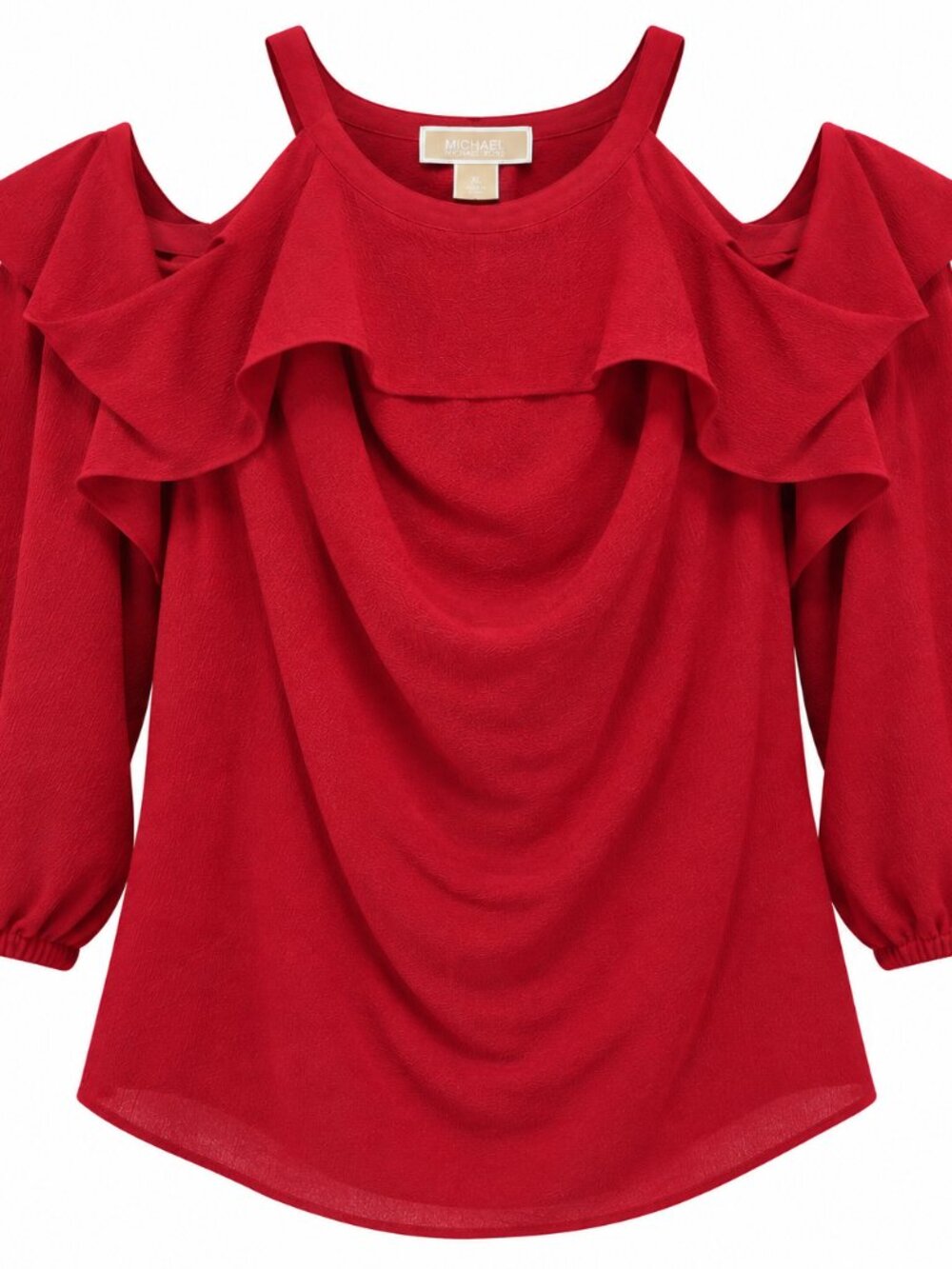 MICHAEL Michael Kors Women's XL Crimson Cold Shoulder Ruffle Blouse – NWT